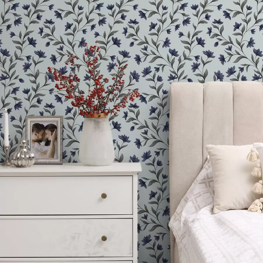 Fototapete Glockenblumen auf hellblauem Hintergrund a00622v3