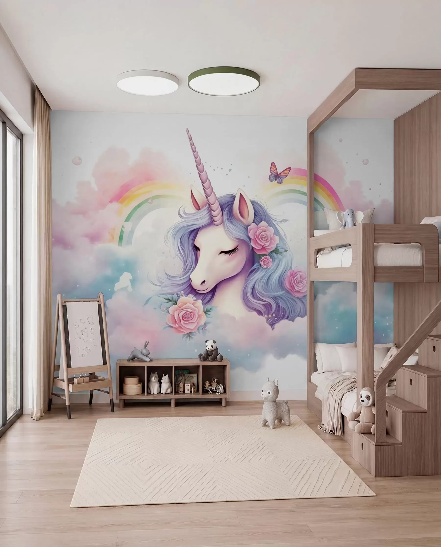 Fototapete Einhorn und Regenbogen w03990