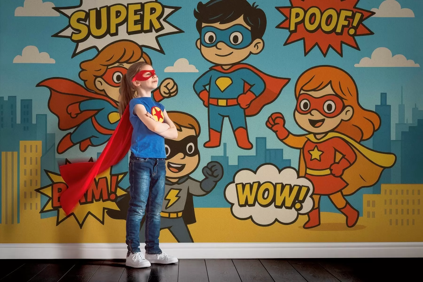 Fototapete lustige Superhelden im Comic-Stil w04625