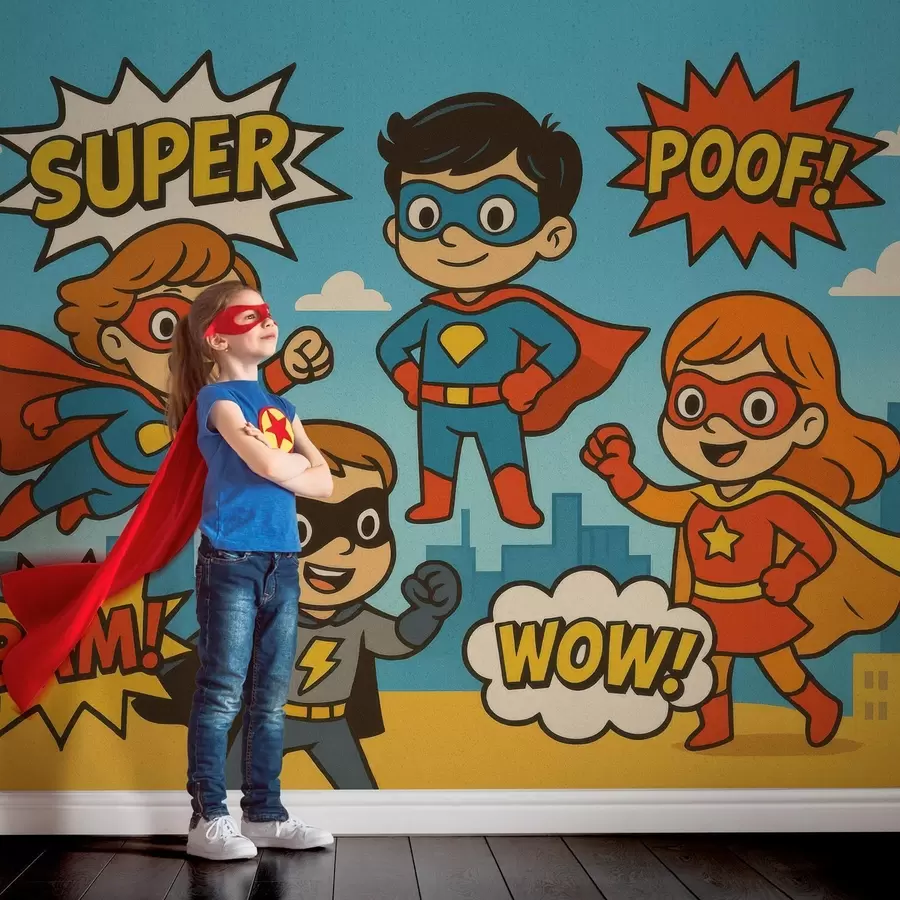 Fototapete lustige Superhelden im Comic-Stil w04625