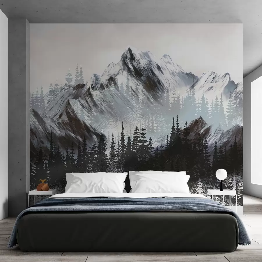 Fototapete Berge und Nadelwald w04666v1