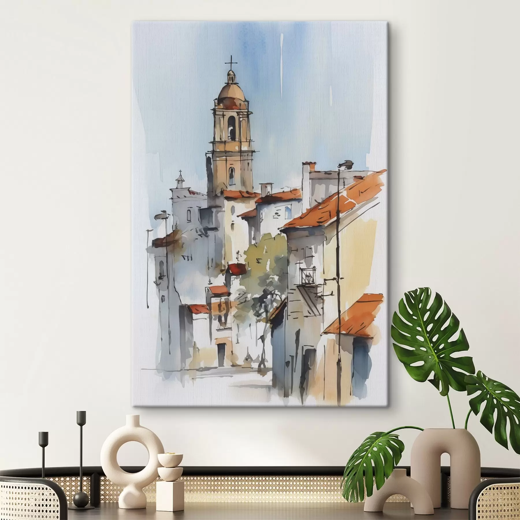 Fototapete Stadtlandschaft im Aquarellstil s46120