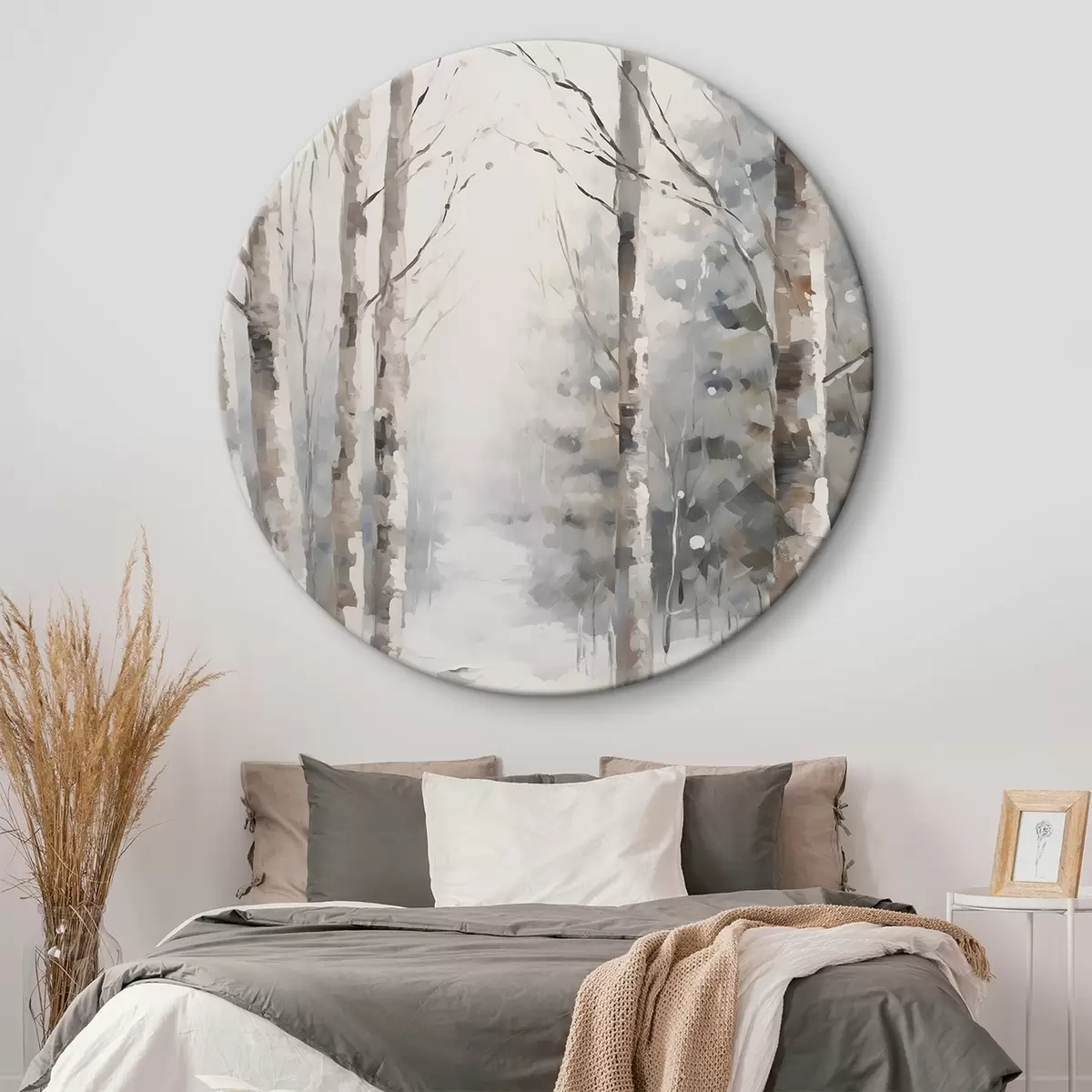 Runde Wandbilder Birken in einem Winterwald r46129