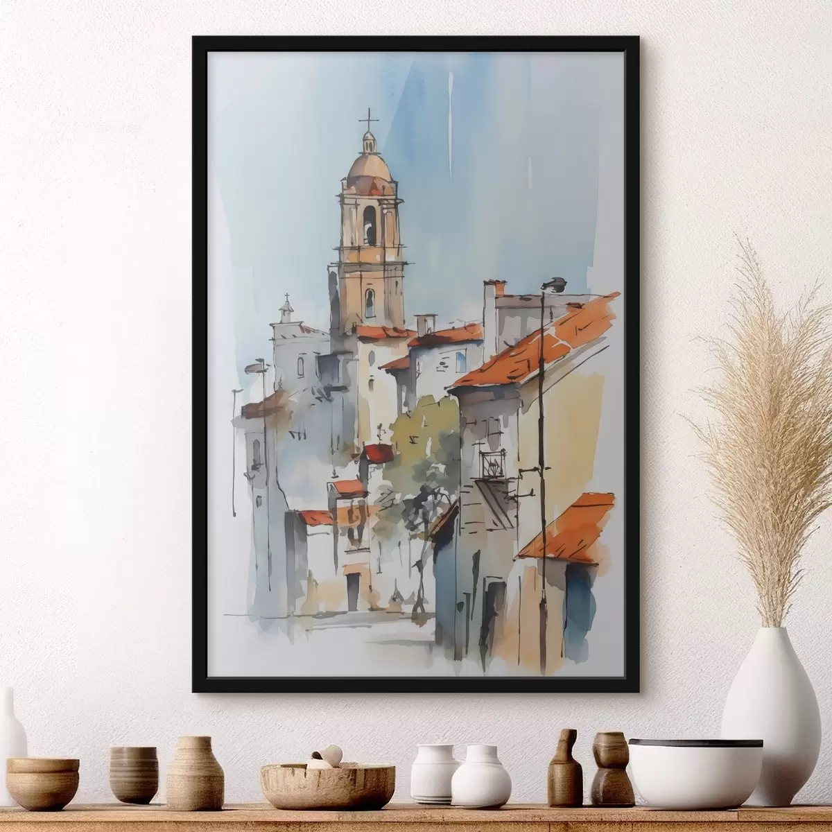Poster Stadtlandschaft im Aquarellstil f46120