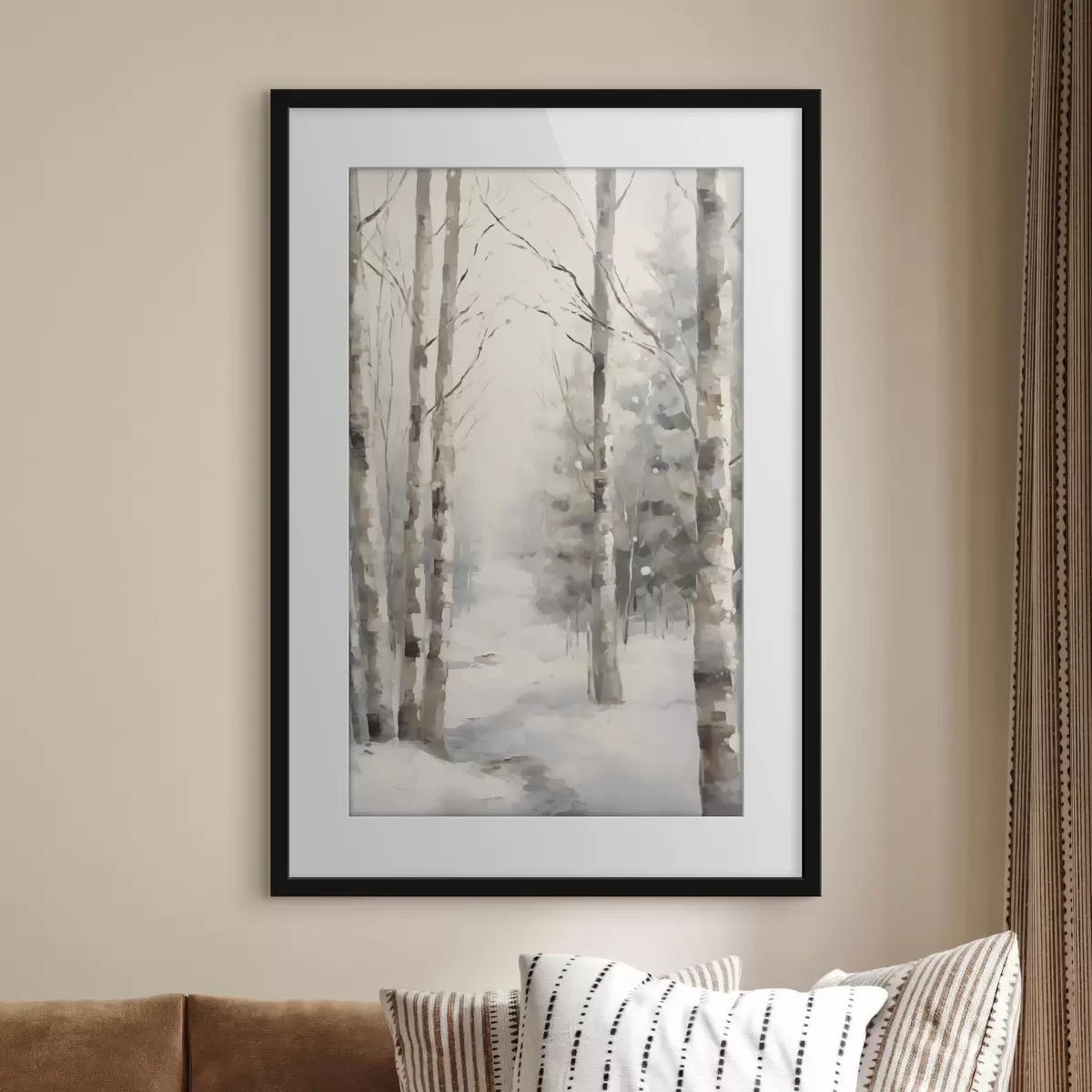 Poster Birken in einem Winterwald f46129