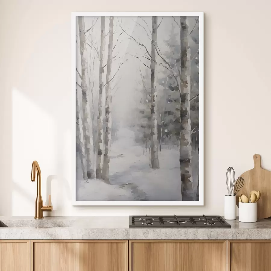 Fototapete Birken in einem Winterwald f46129