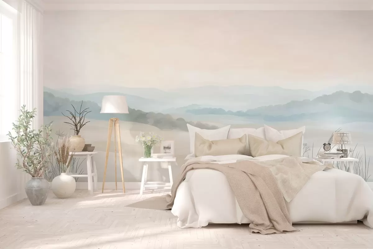 Fototapete leichte, minimalistische Landschaft im Stil der Malerei w04624
