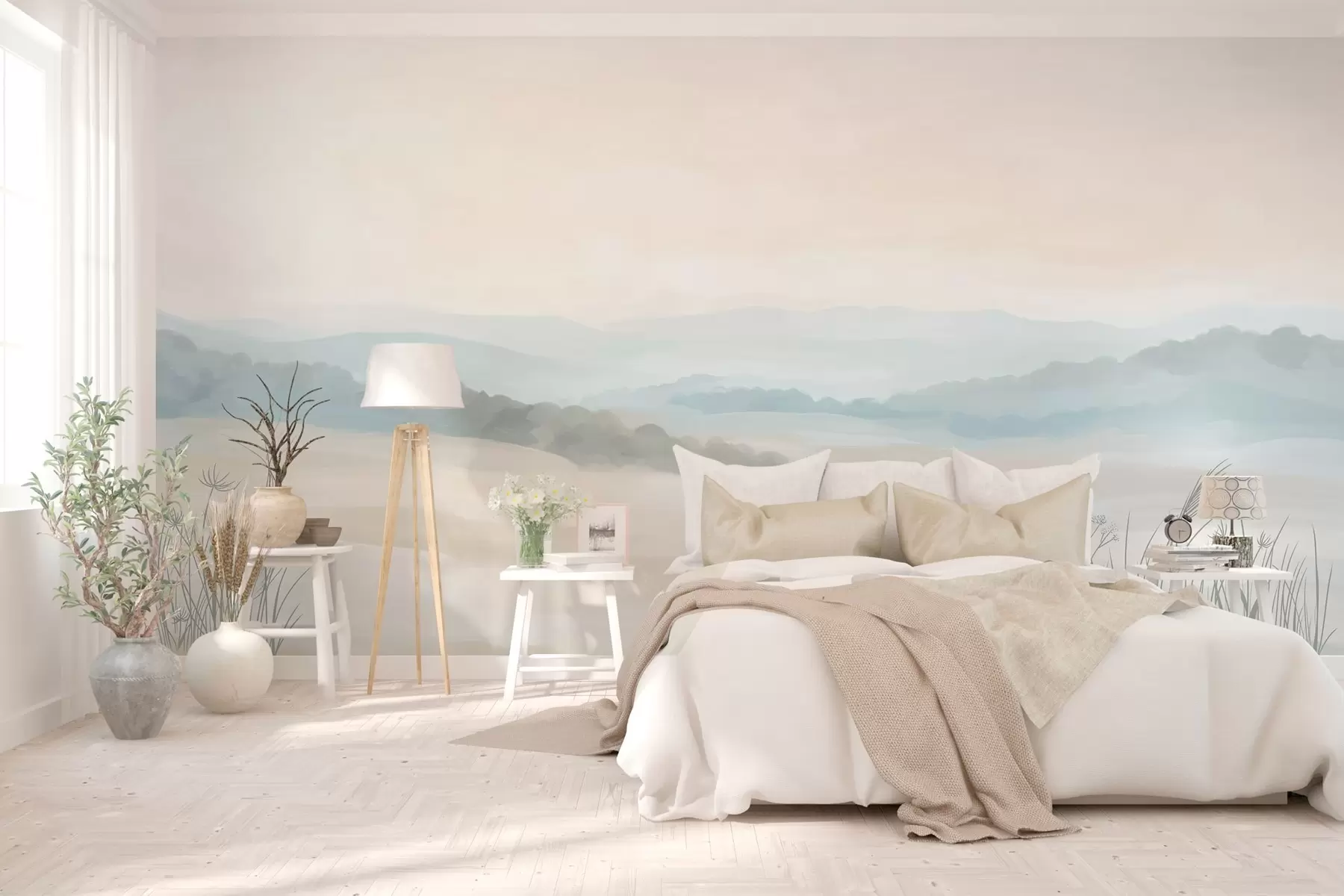 Fototapete leichte, minimalistische Landschaft im Stil der Malerei w04624