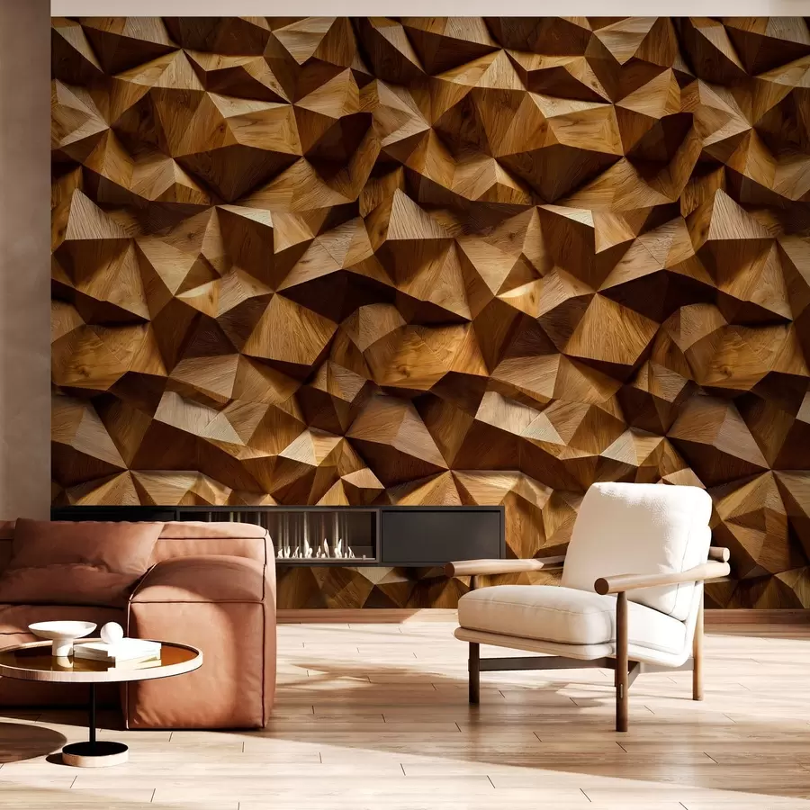 Fototapete imitation einer eckigen Reliefwand aus Holz w04632