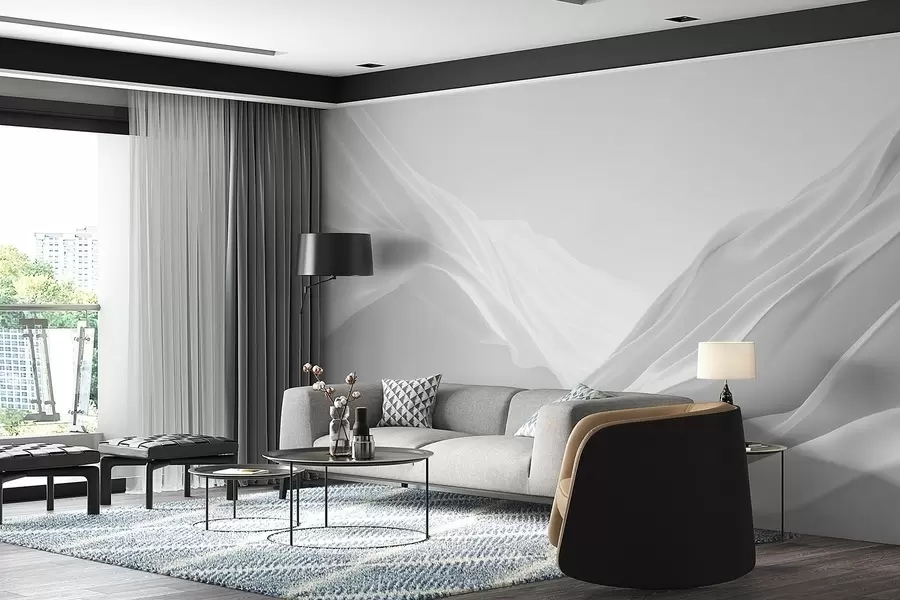 Fototapete Graue Berggipfel in abstrakter Form w09434