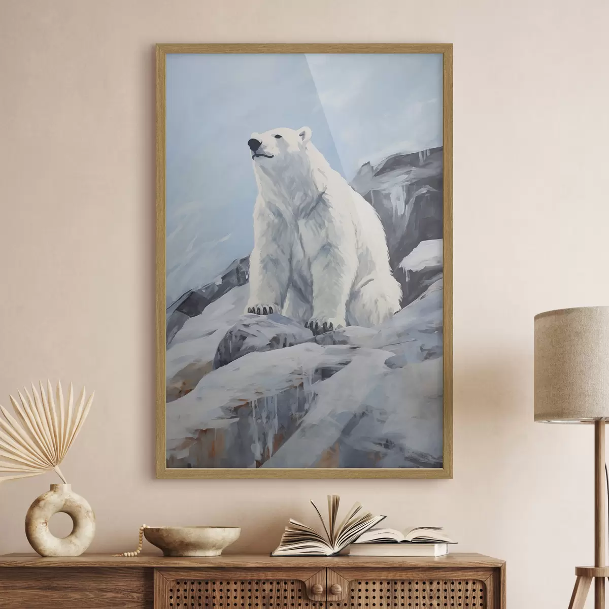 Poster Ein Bär sitzt auf einer Eisscholle f46199