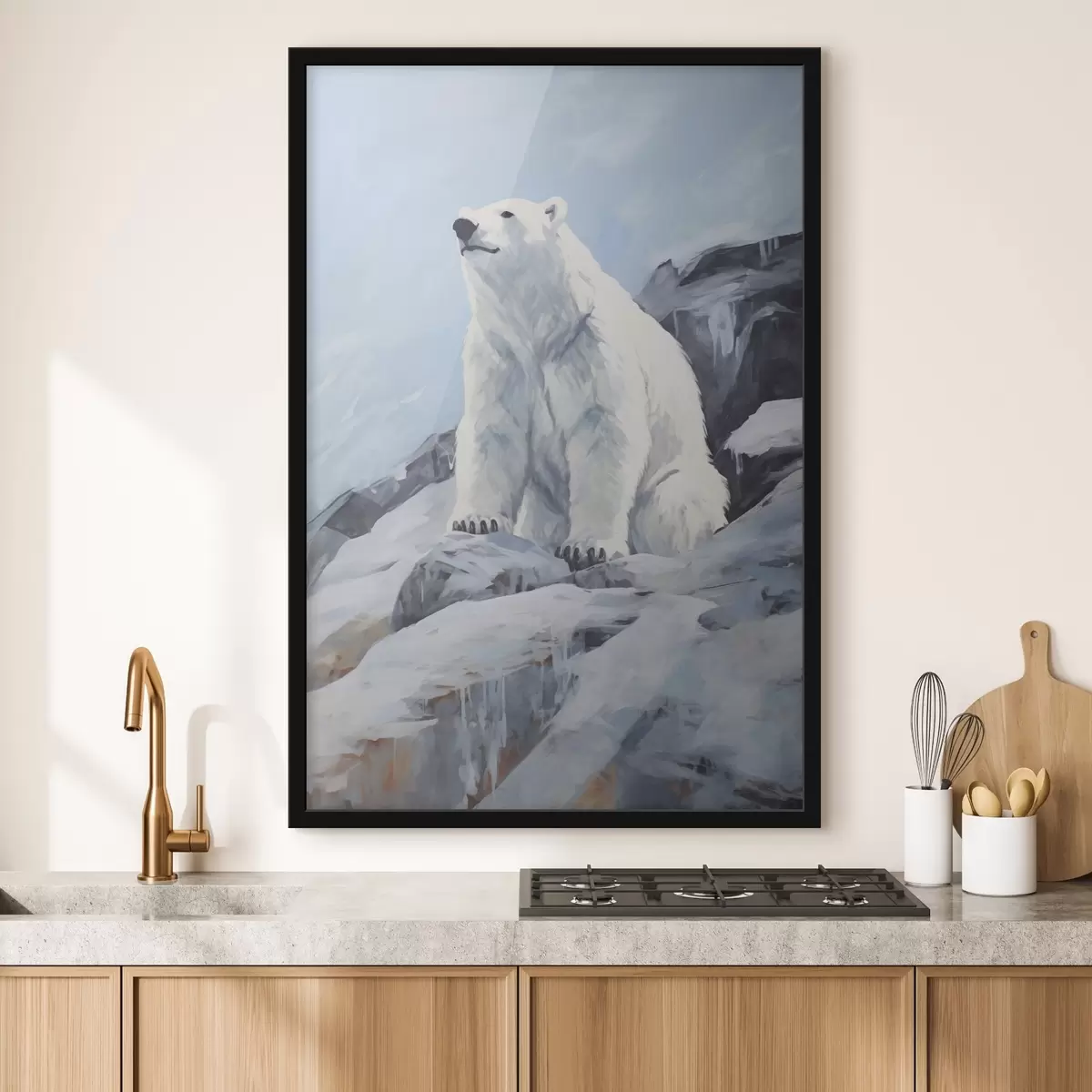 Poster Ein Bär sitzt auf einer Eisscholle f46199
