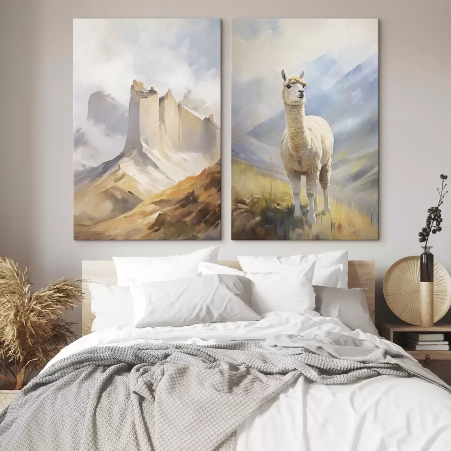 Fototapete Rocky Mountains und Lama m00837