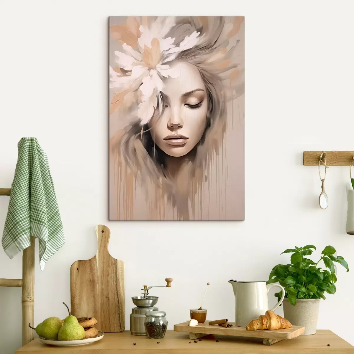 Fototapete Frauenporträt mit einer Blume s46218