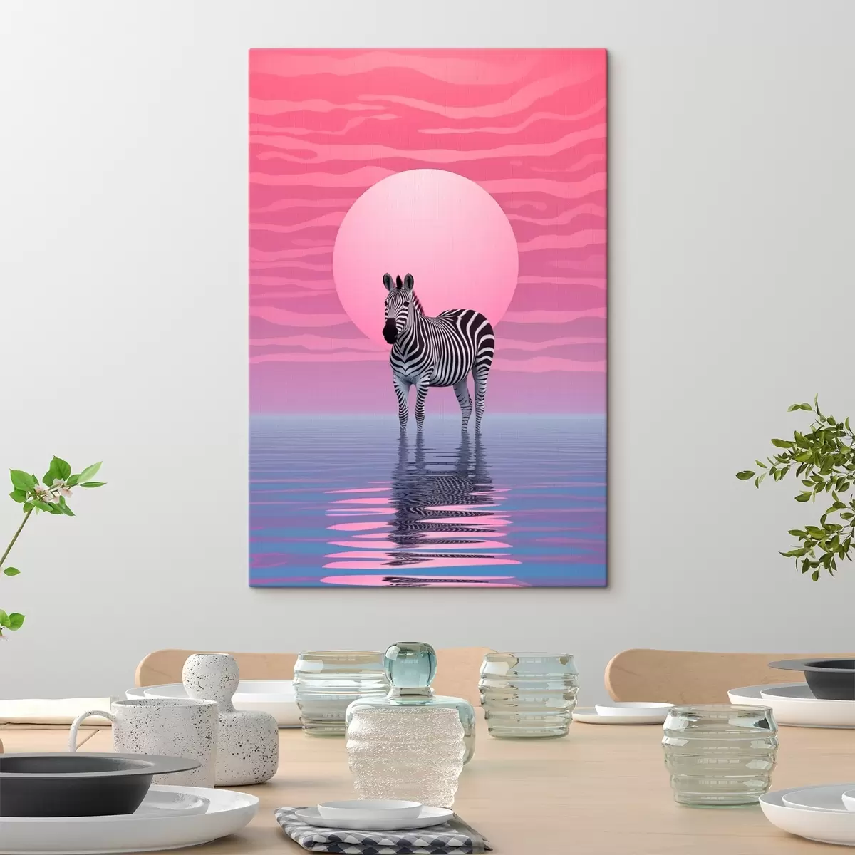 Fototapete Zebra bei Sonnenuntergang s46230