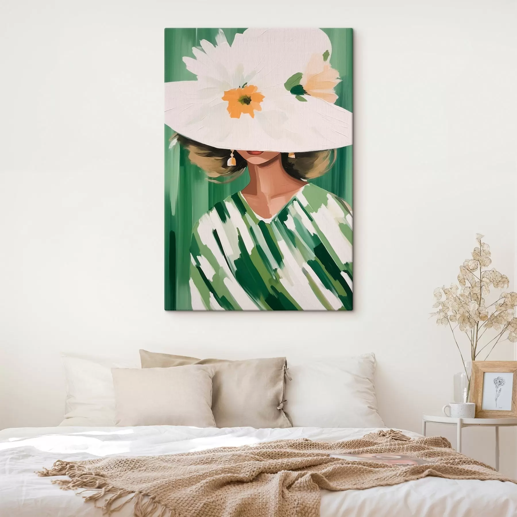 Fototapete Frau mit Hut und Blumen s46240