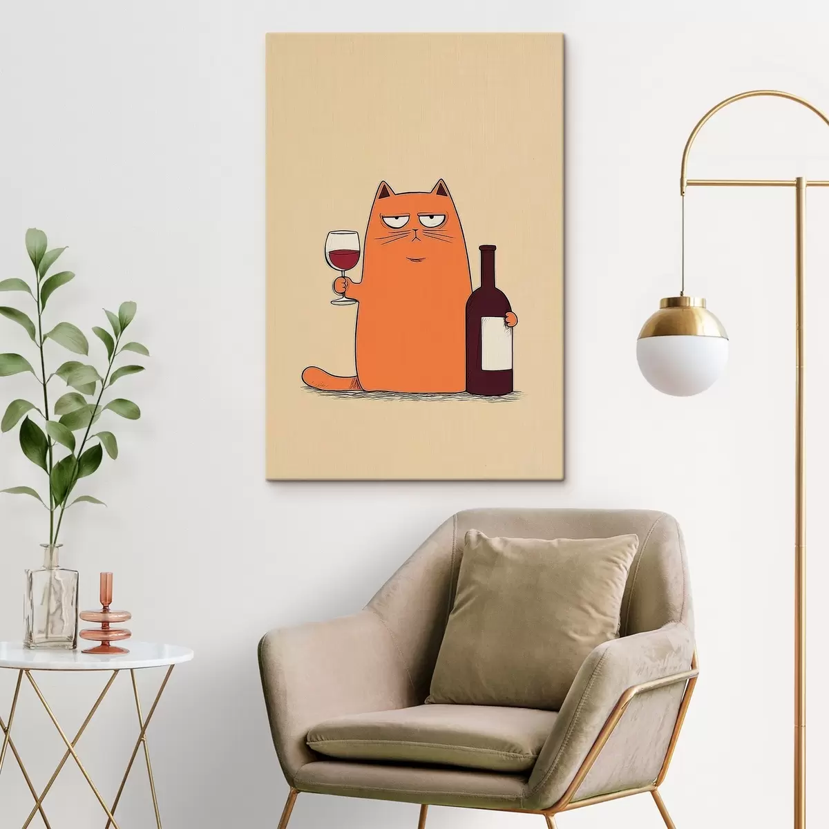 Fototapete Katze mit Wein s46250