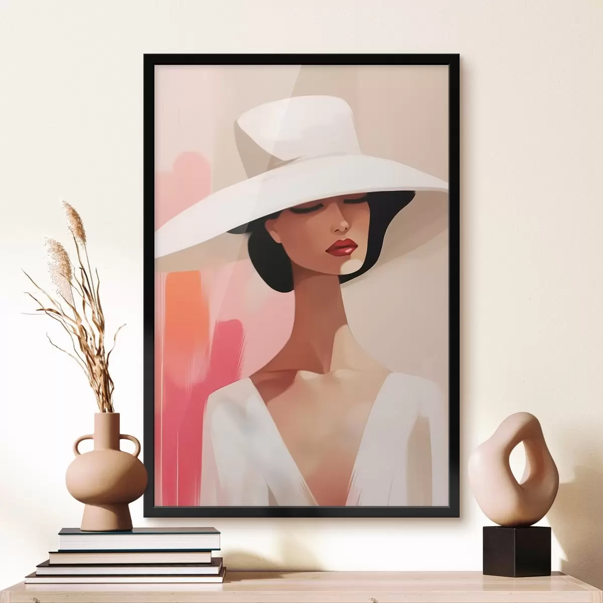 Poster Frau mit Hut f46229