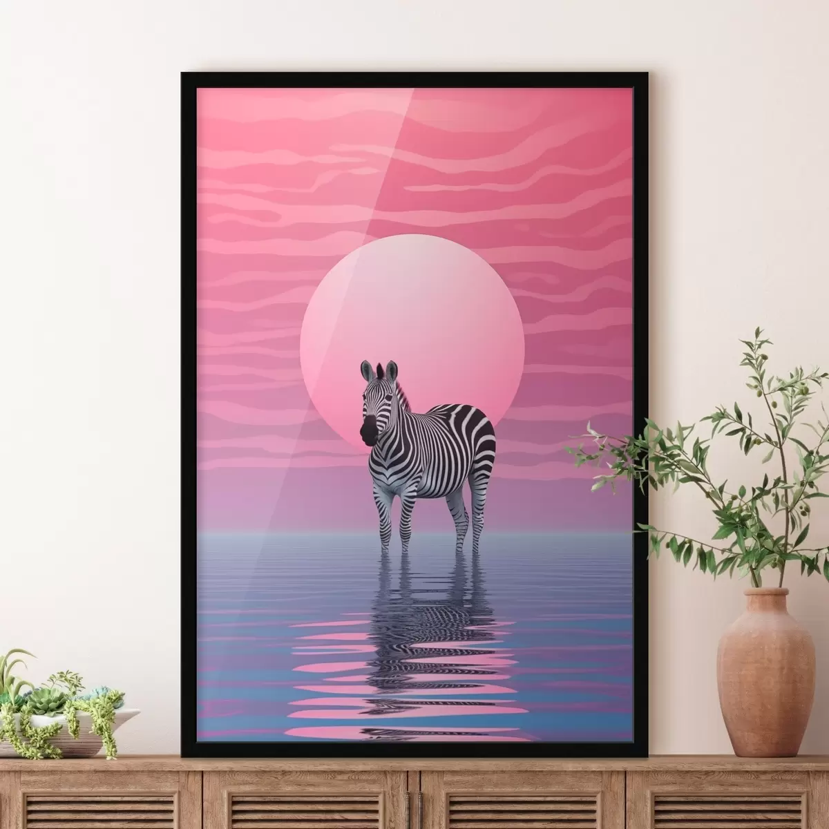 Poster Zebra bei Sonnenuntergang f46230