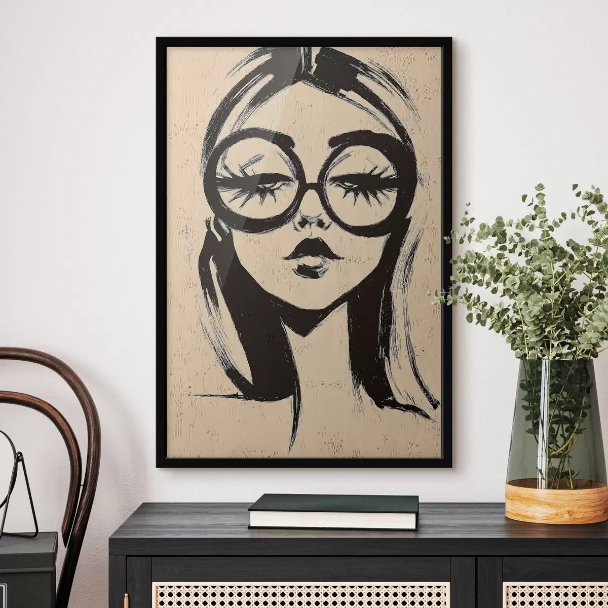 Poster Mädchen mit Brille f46244