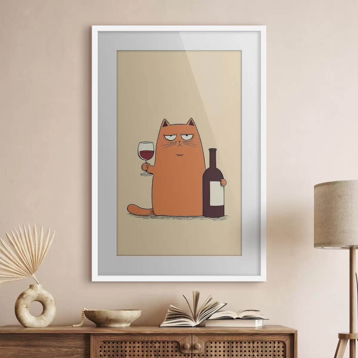 Poster Katze mit Wein f46250