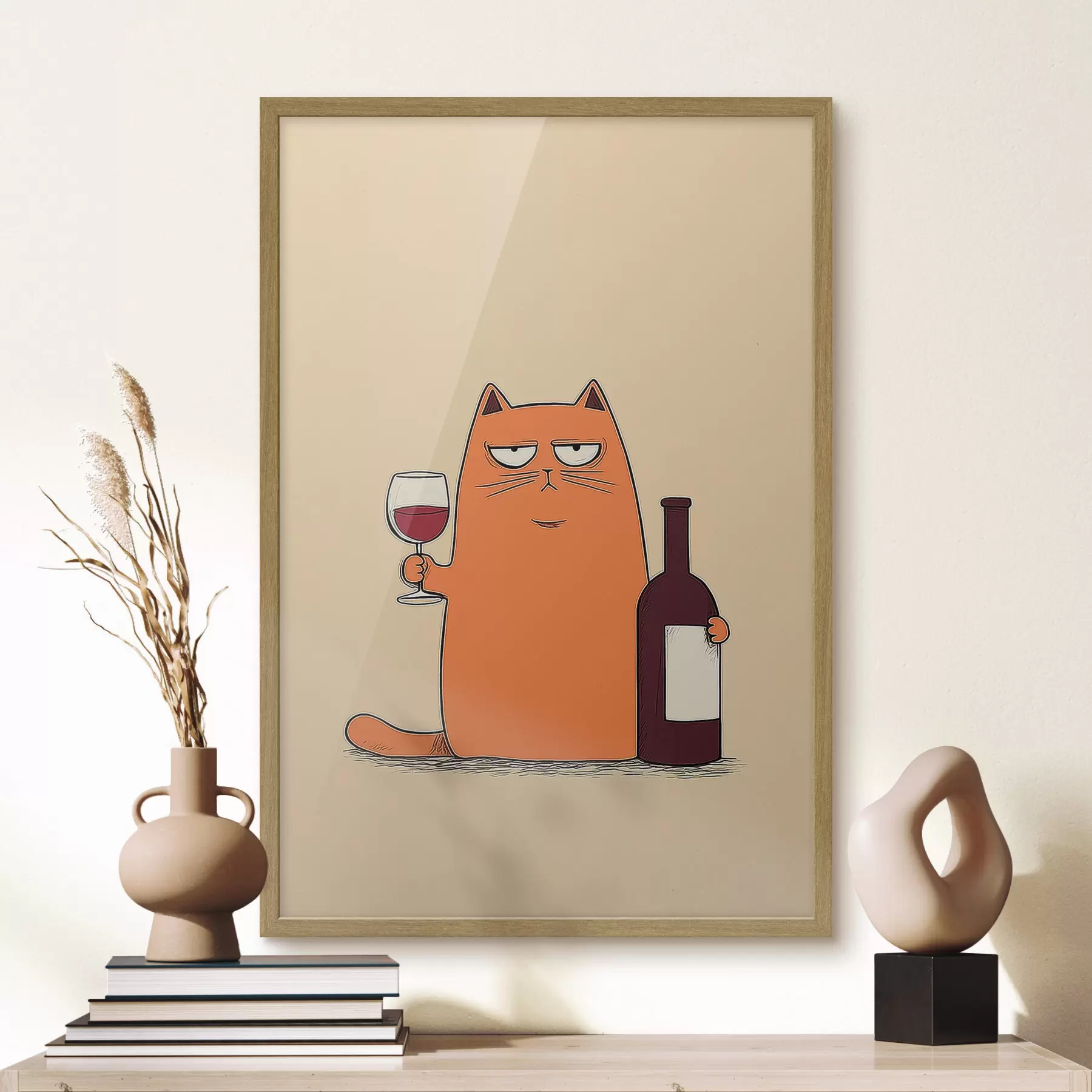Fototapete Katze mit Wein f46250