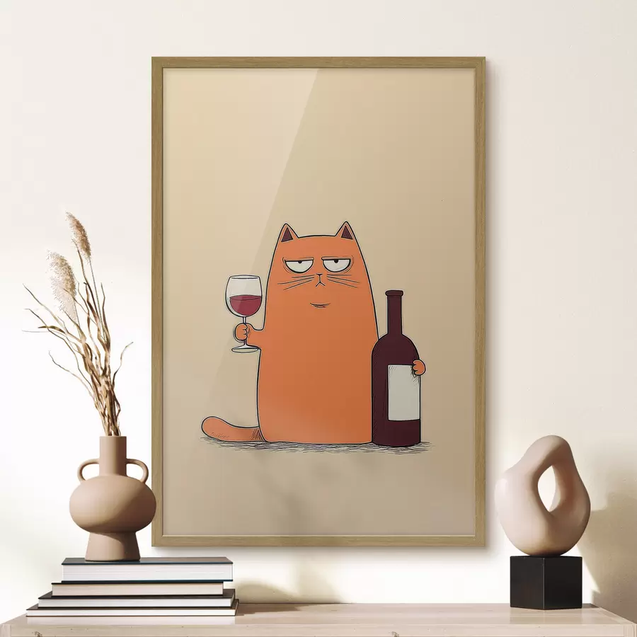 Fototapete Katze mit Wein f46250