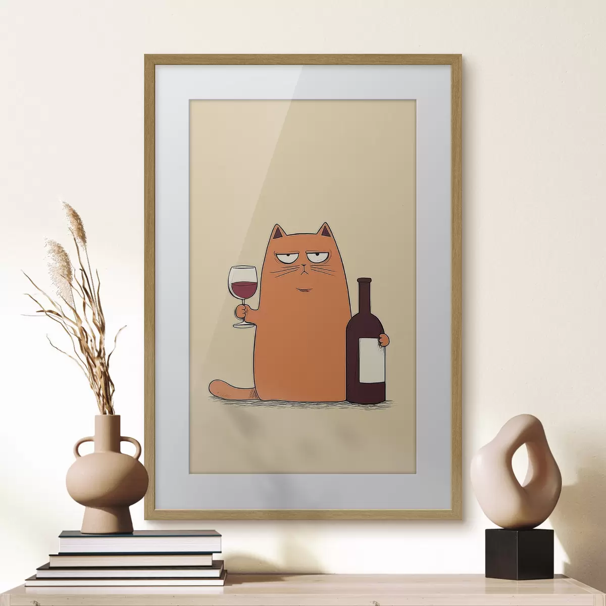 Poster Katze mit Wein f46250