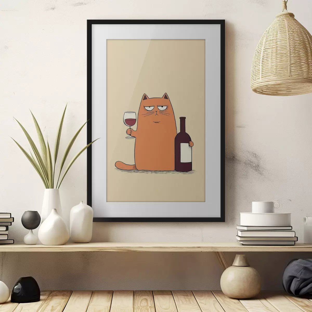 Poster Katze mit Wein f46250