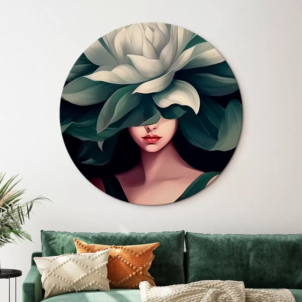 Runde Wandbilder Mädchen mit einer Blume r46207