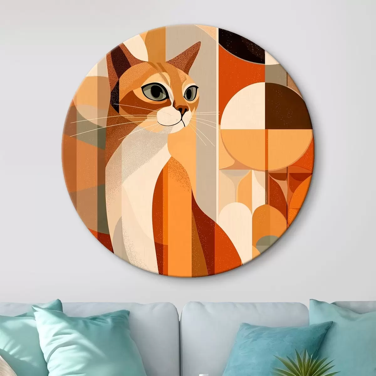 Runde Wandbilder Geometrische Katze r46208
