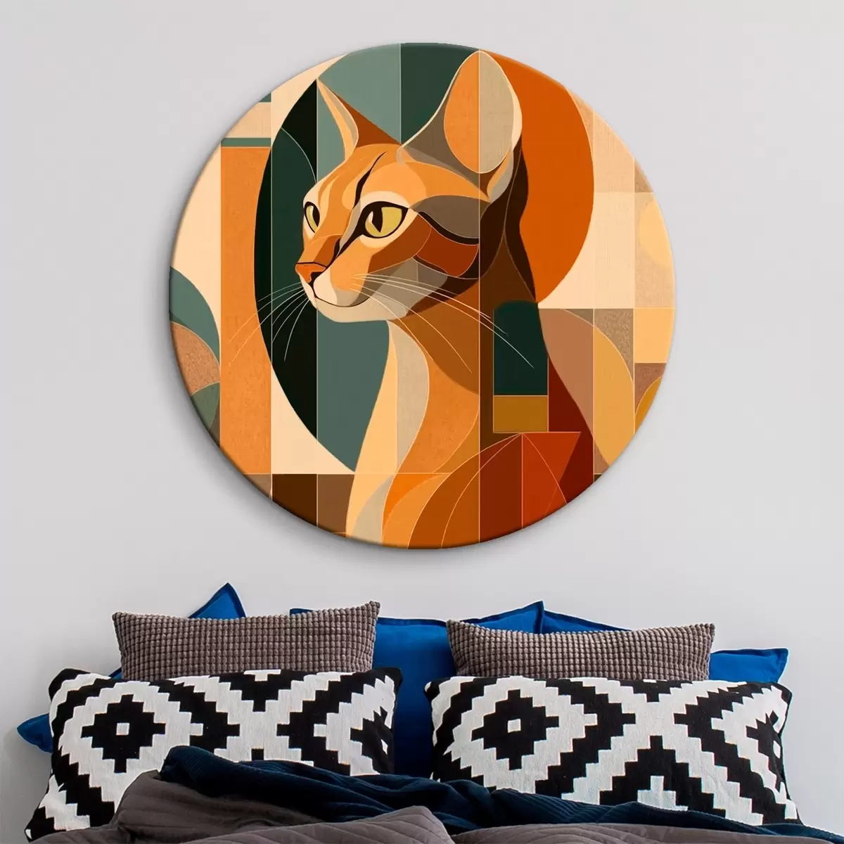 Runde Wandbilder Abstrakte Katze r46209