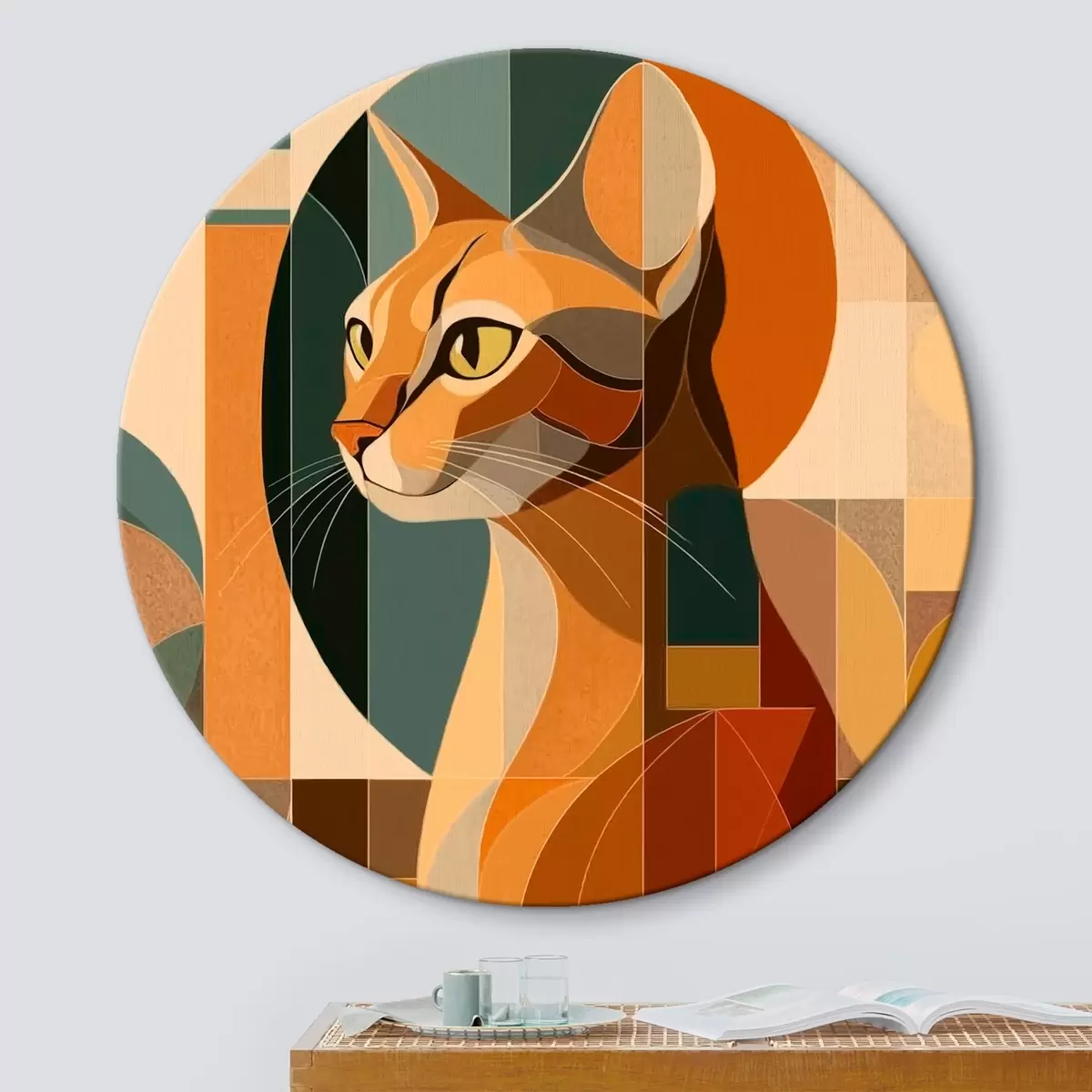 Runde Wandbilder Abstrakte Katze r46209