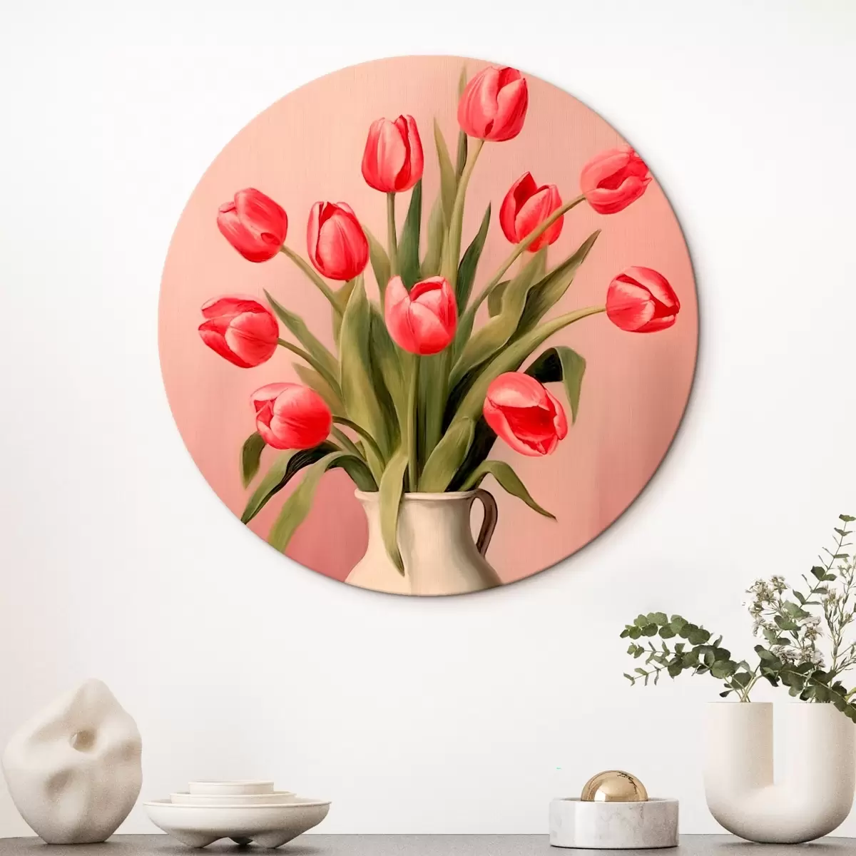 Runde Wandbilder Tulpen in einer Vase r46210