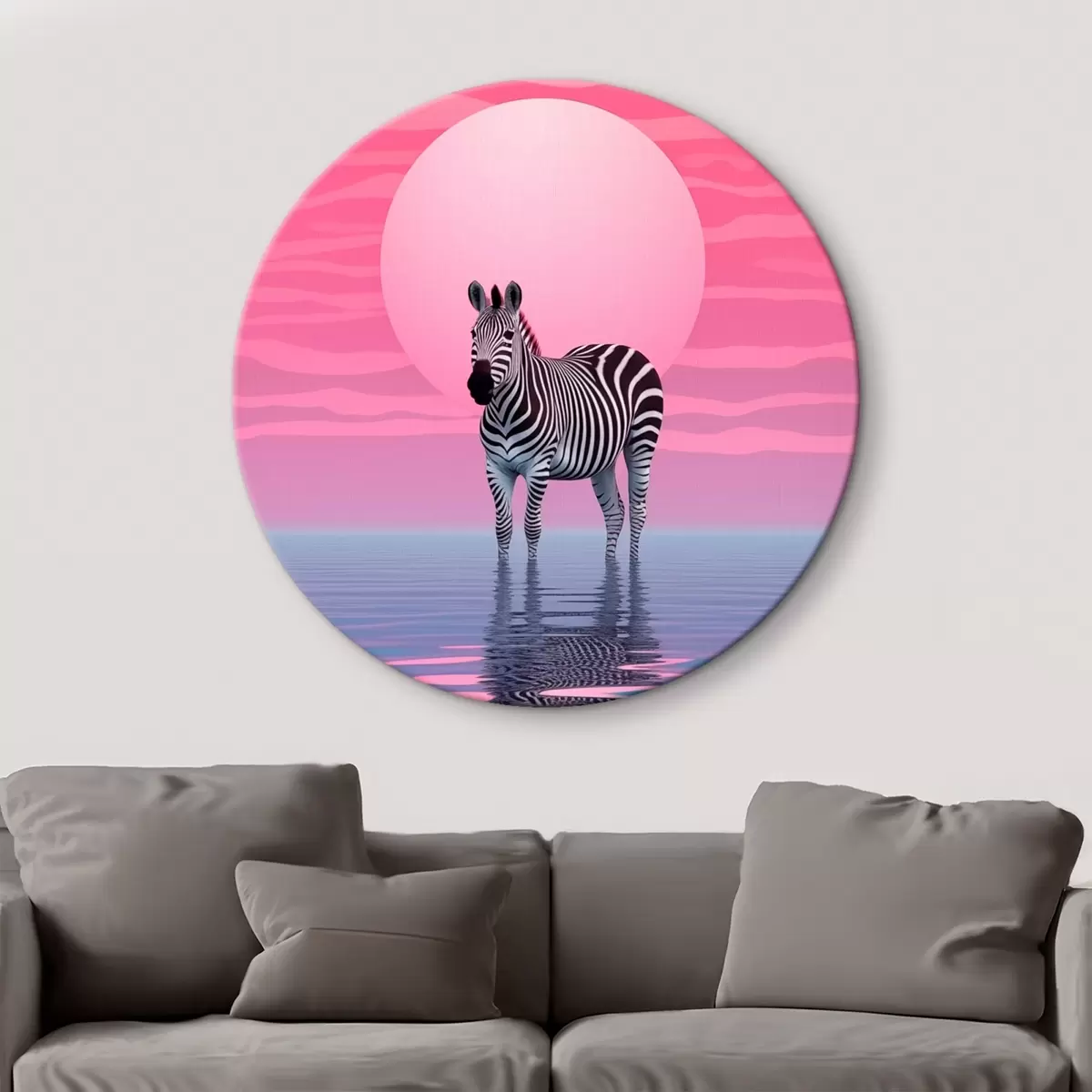 Runde Wandbilder Zebra bei Sonnenuntergang r46230