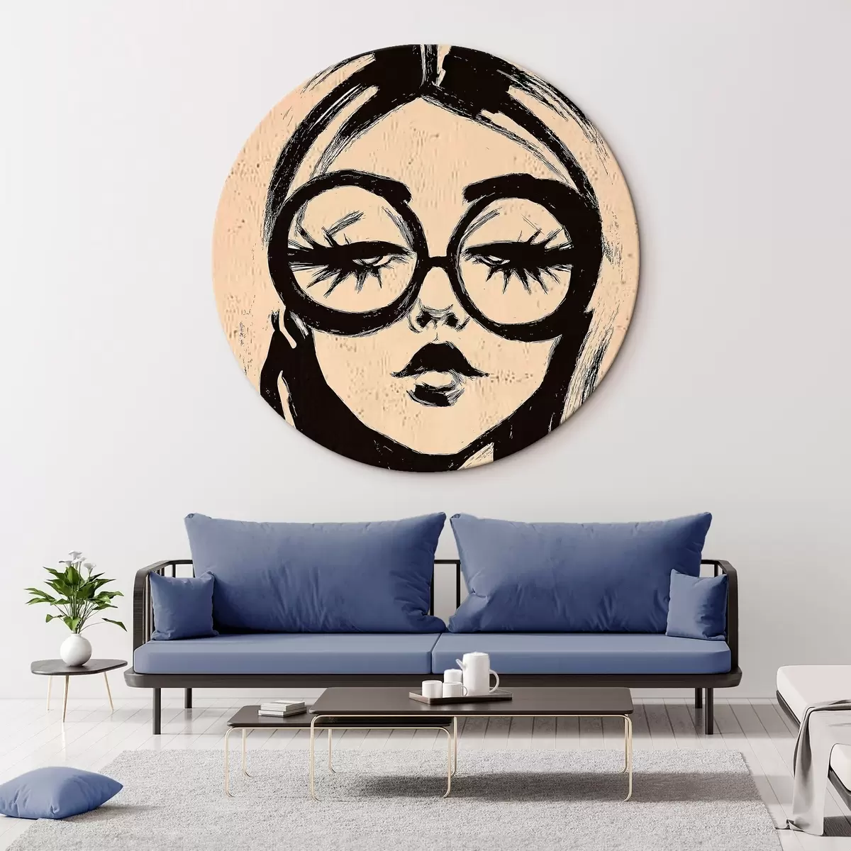 Runde Wandbilder Mädchen mit Brille r46244