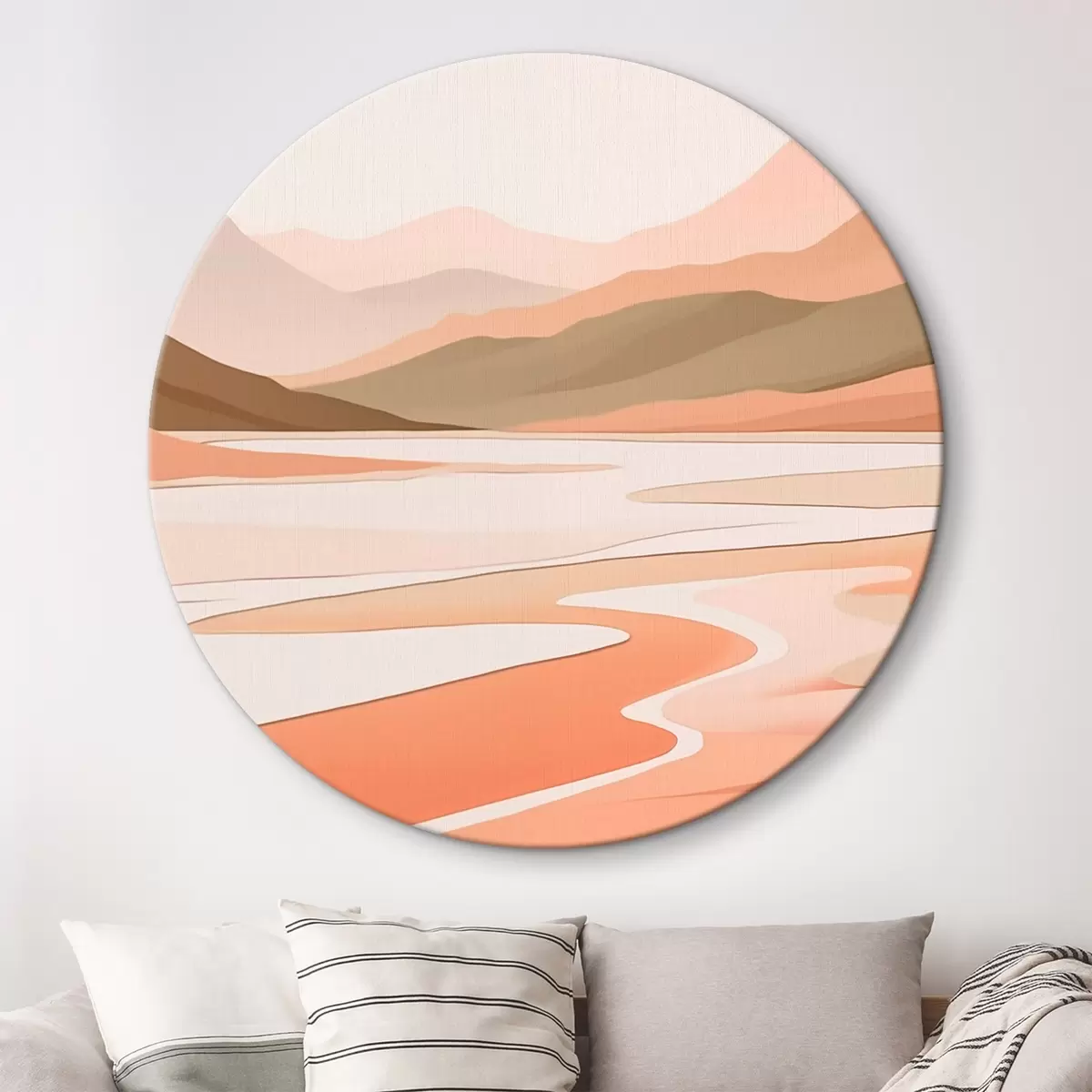 Runde Wandbilder Abstrakte Landschaft mit Bergen und Fluss r46249