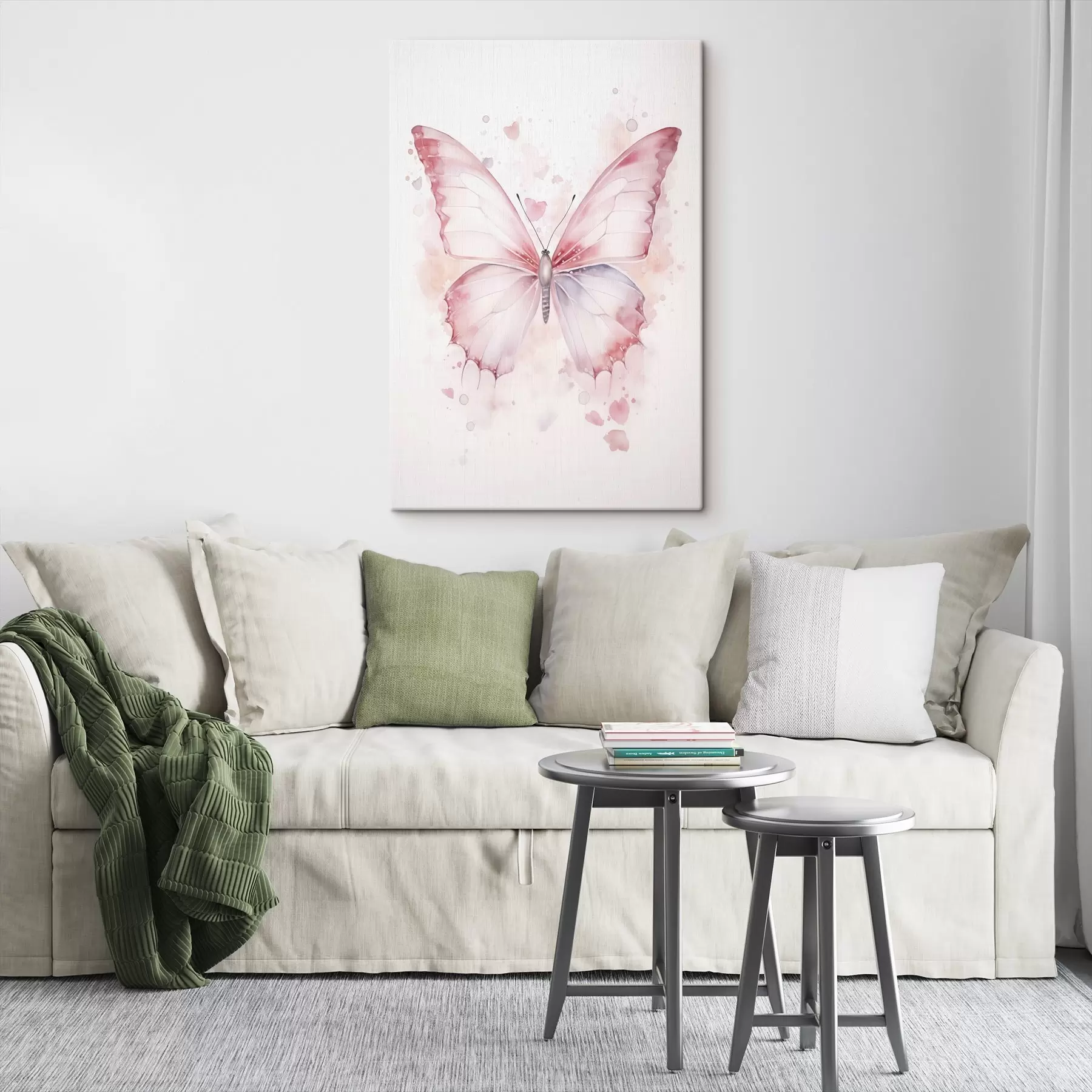 Fototapete Rosa Schmetterling, Aquarelltechnik s46073