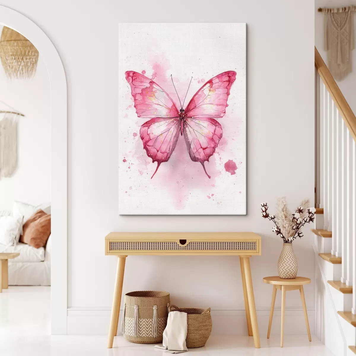 Fototapete Zarter Schmetterling auf Aquarellhintergrund s46077