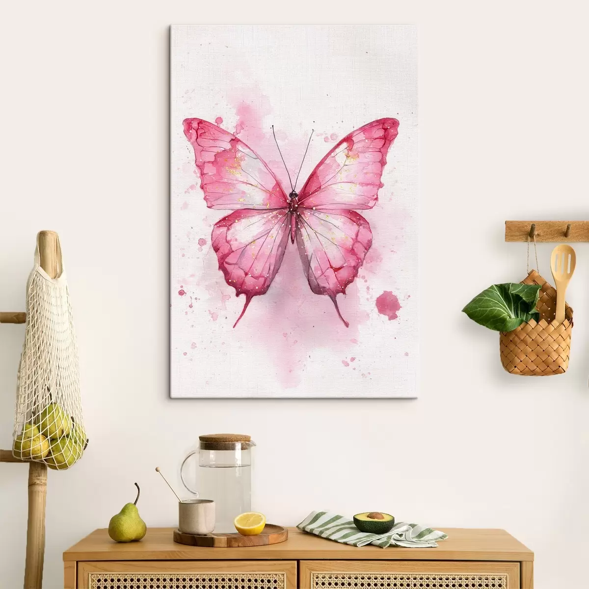 Fototapete Zarter Schmetterling auf Aquarellhintergrund s46077