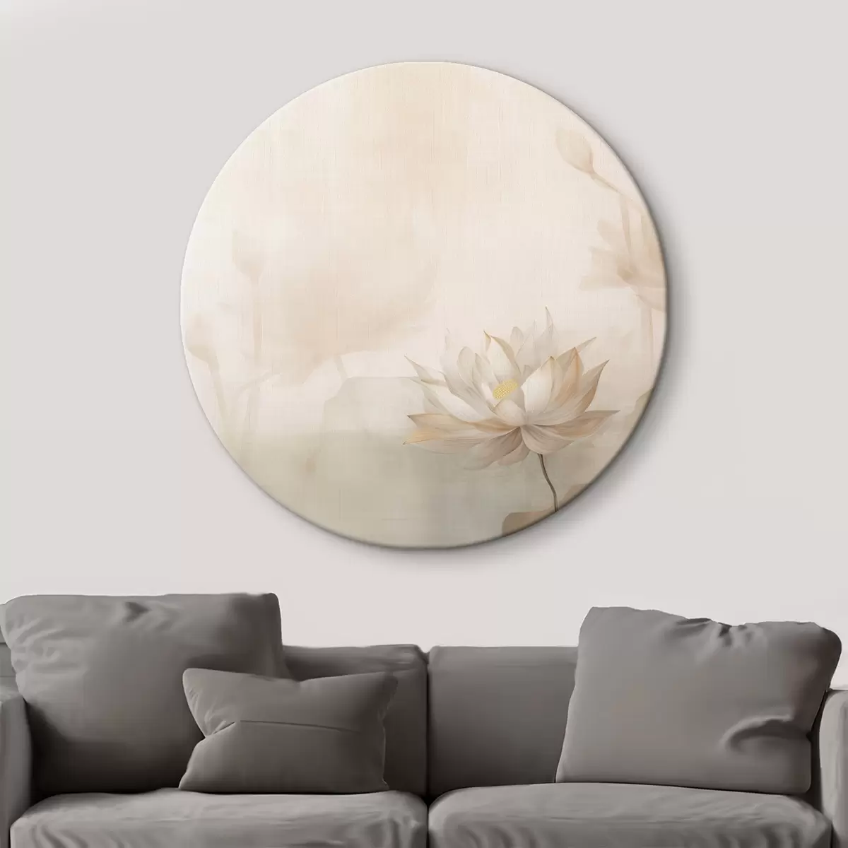 Runde Wandbilder Lotusblume auf hellem Hintergrund r46070