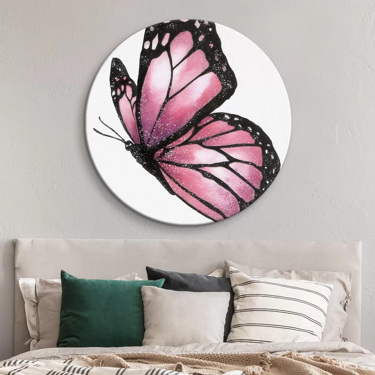 Runde Wandbilder Luxuriöser Schmetterling, Aquarellimitation r46074