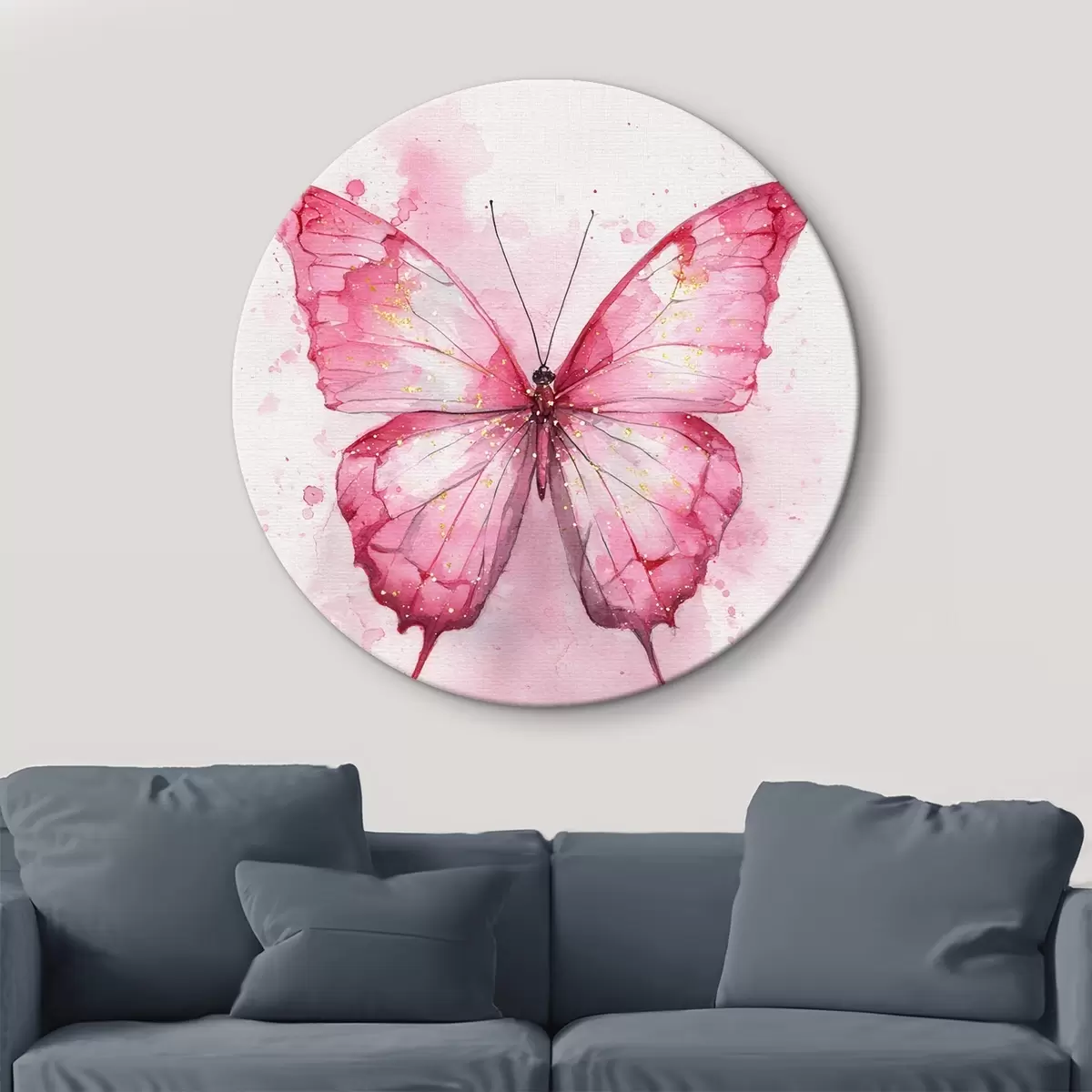 Runde Wandbilder Zarter Schmetterling auf Aquarellhintergrund r46077