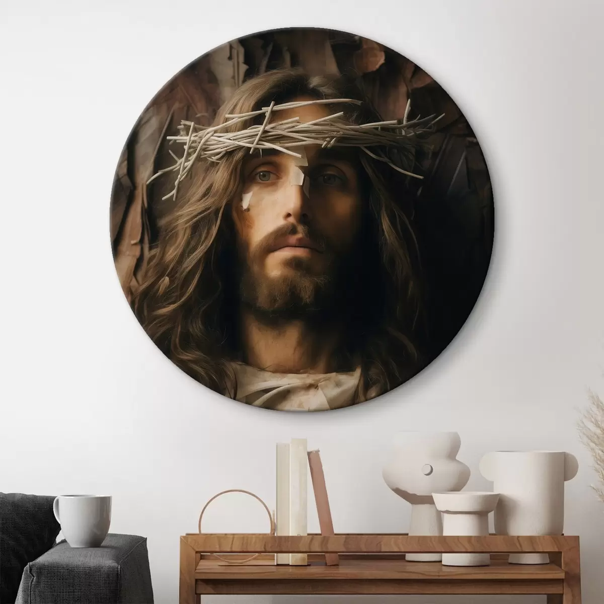 Runde Wandbilder Porträt von Jesus r46078