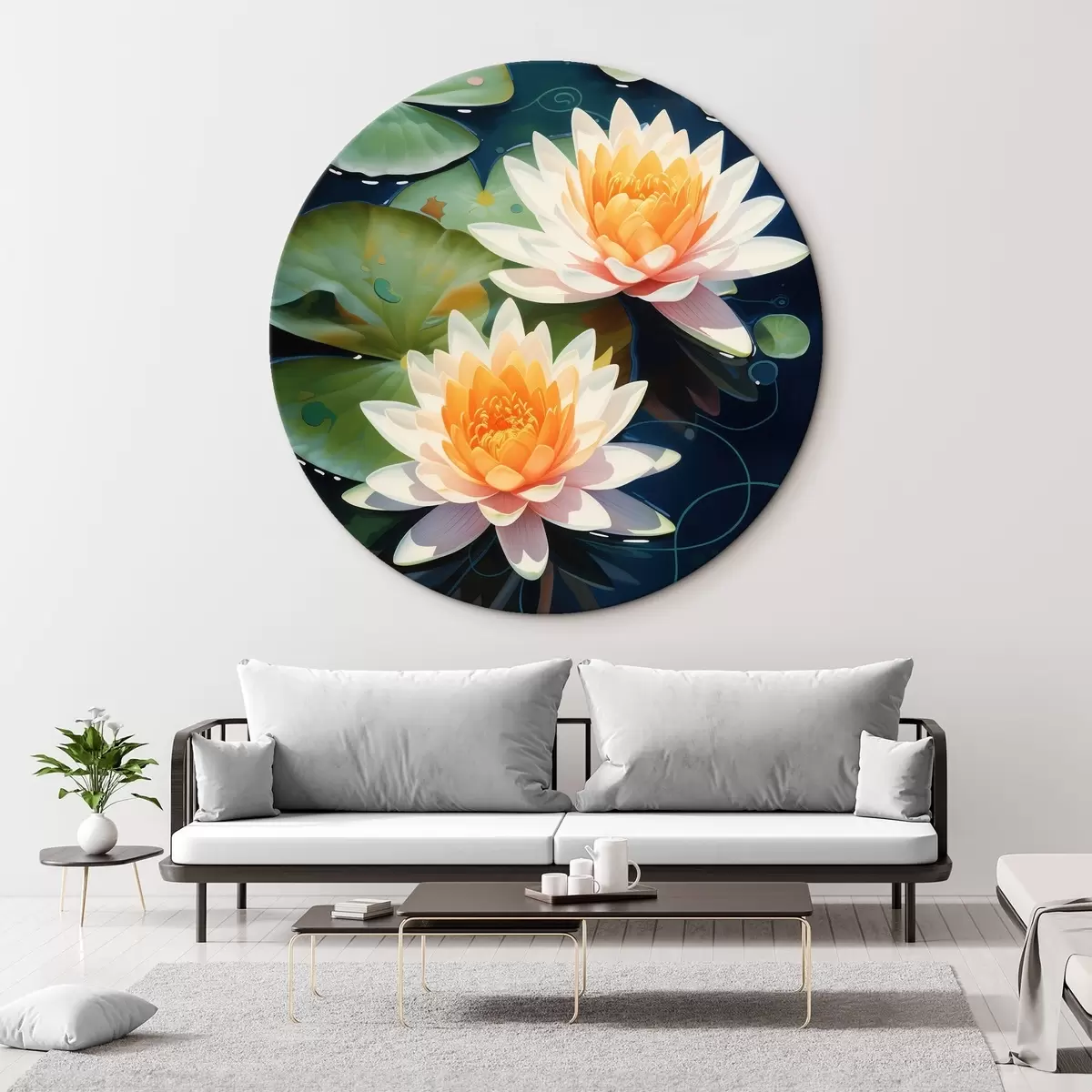 Runde Wandbilder Zwei Lotusblumen r46084