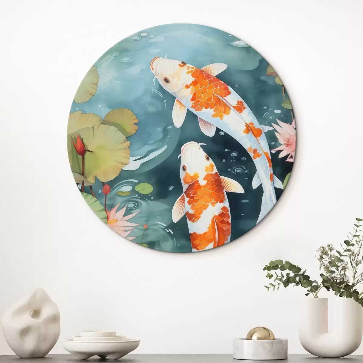 Runde Wandbilder Fisch in einem Teich r46087