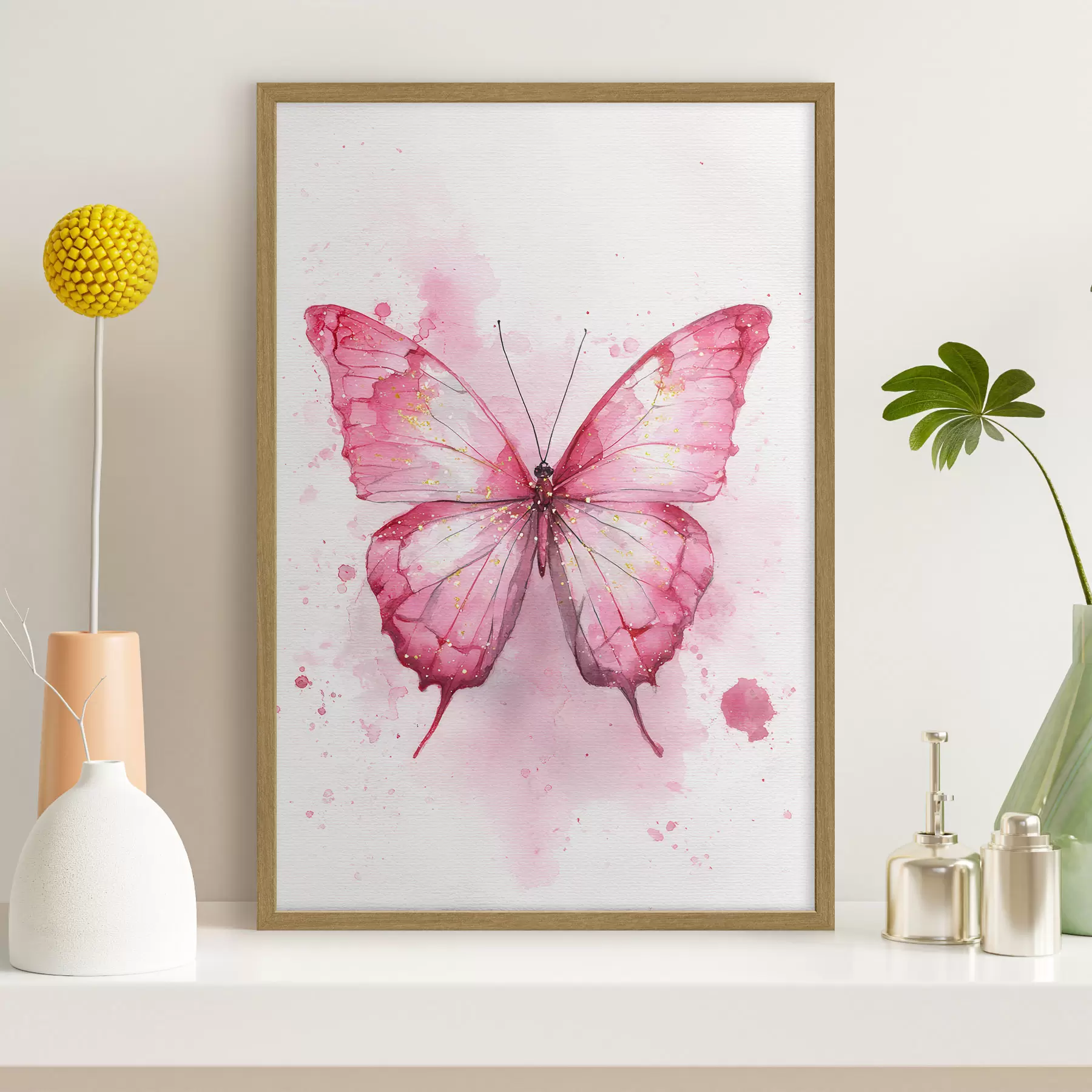 Fototapete Zarter Schmetterling auf Aquarellhintergrund f46077