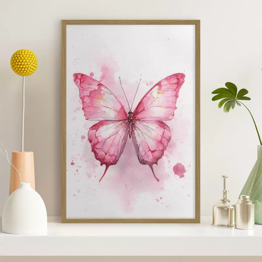 Fototapete Zarter Schmetterling auf Aquarellhintergrund f46077
