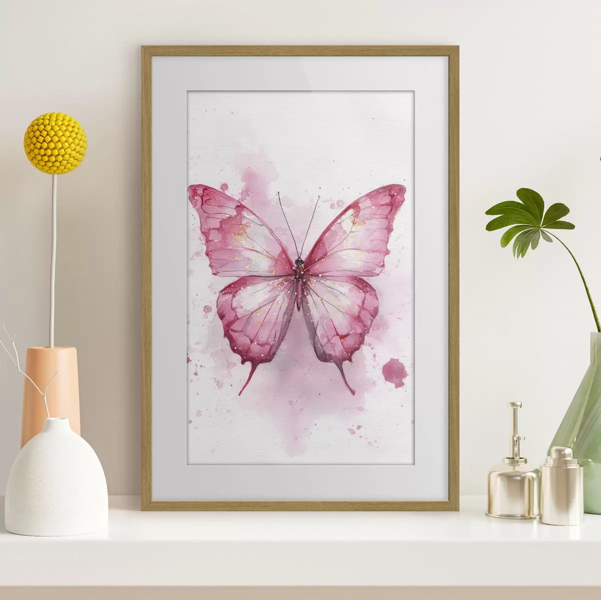 Poster Zarter Schmetterling auf Aquarellhintergrund f46077