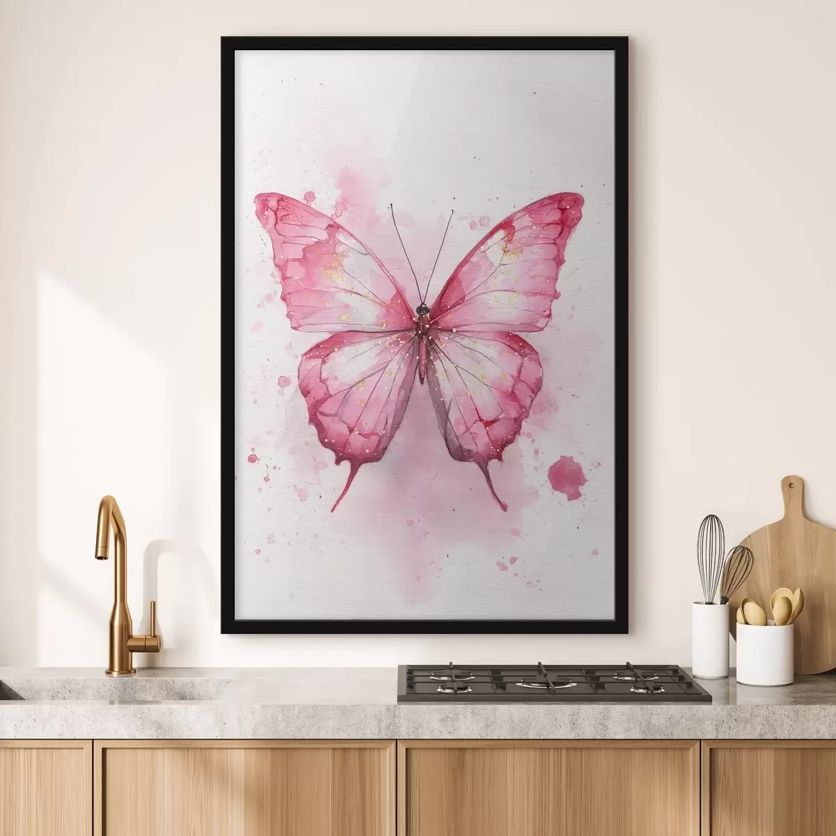 Poster Zarter Schmetterling auf Aquarellhintergrund f46077